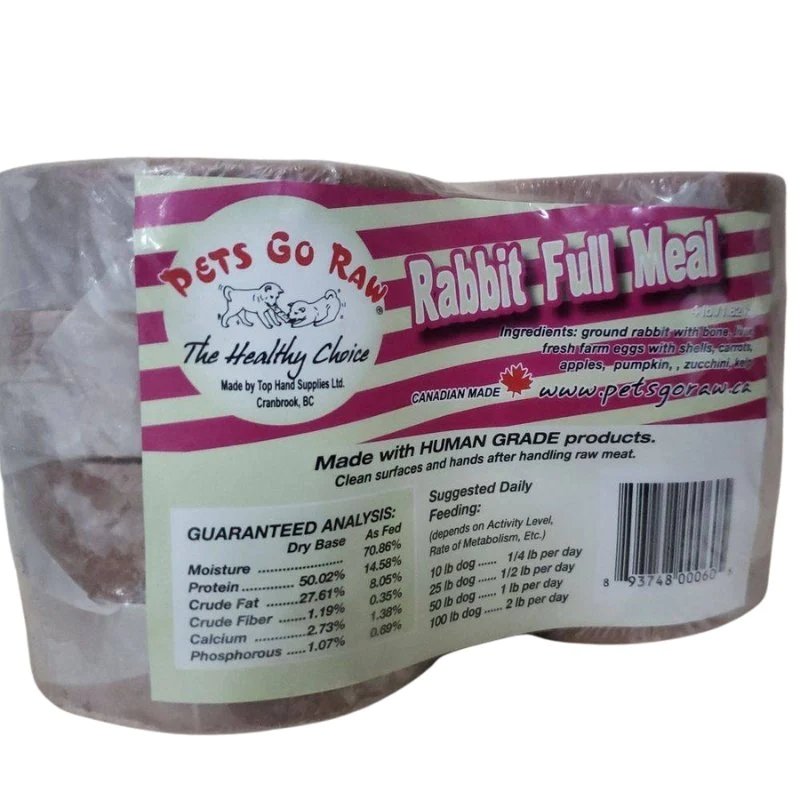 Pets Go Raw Dog Food Rabbit Full Meal 8 x 1/2lb - Valley Direct Foods - -