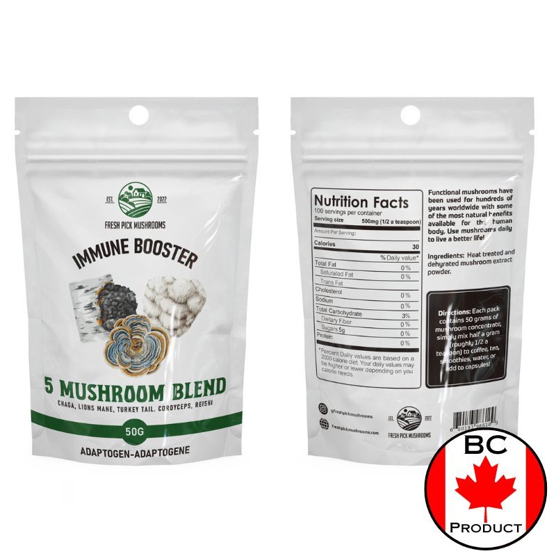 5 Blend Mushroom Powder Extract - 50GM - Valley Direct Foods - All - Canadian - Health