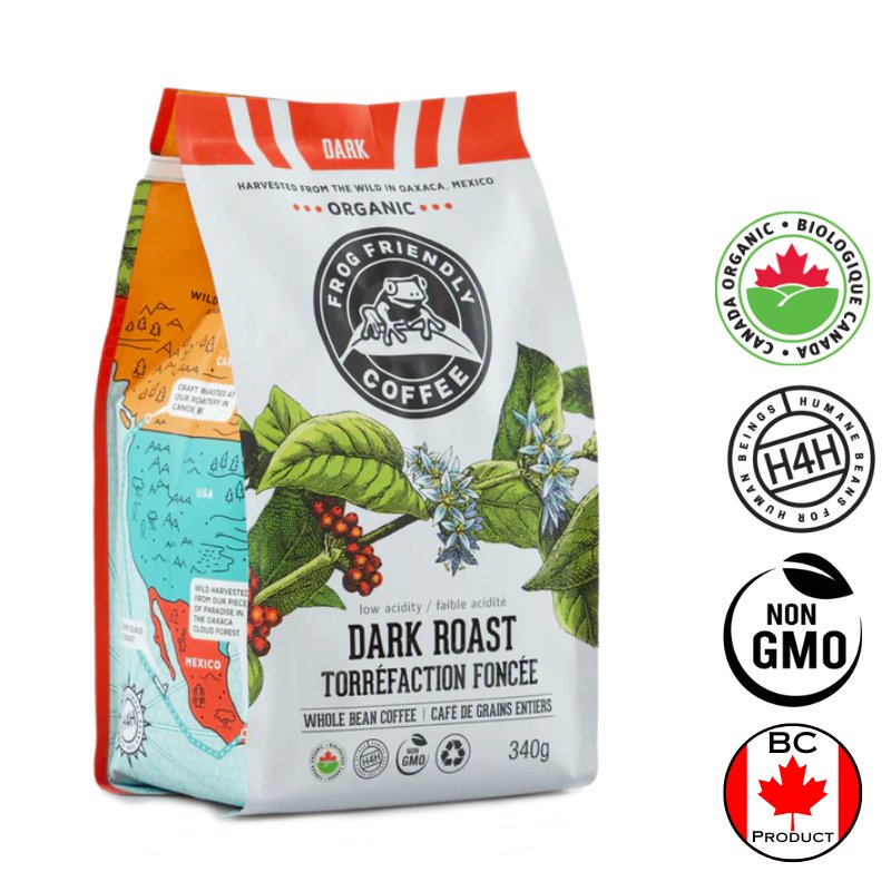 Frog Friendly Coffee Organic Whole Bean Dark - 340gm - Valley Direct Foods - All - Beverages - Canadian