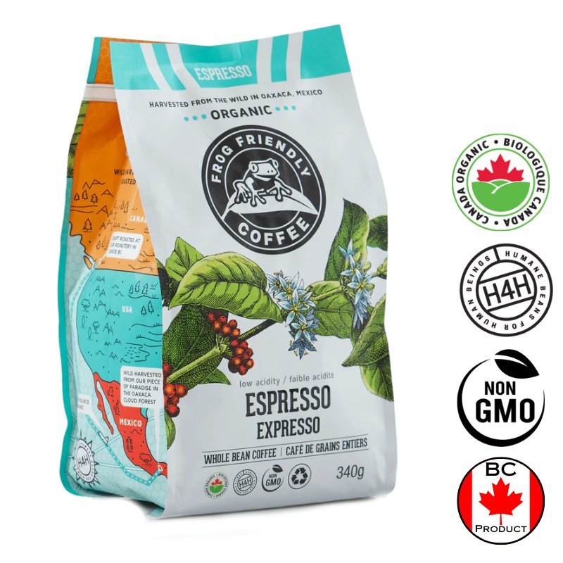 Frog Friendly Coffee Organic Whole Bean Espresso - 340gm - Valley Direct Foods - All - Beverages - Canadian