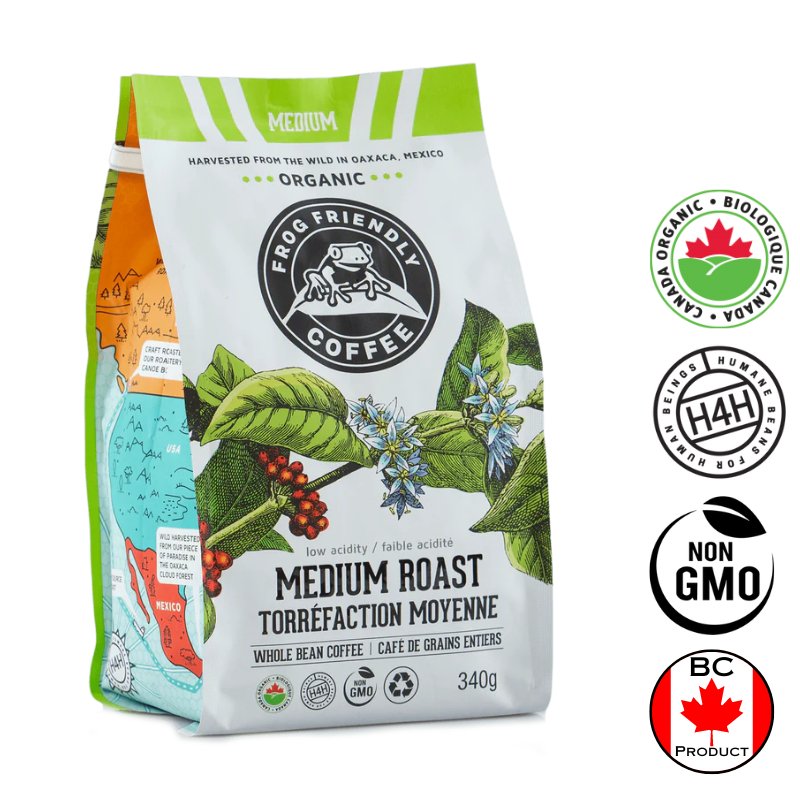 Frog Friendly Coffee Organic Whole Bean Med - 340gm - Valley Direct Foods - All - Beverages - Canadian