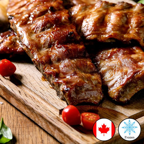 Pork Back Ribs in Sauce, Cooked - 6 x 500 gm - Valley Direct Foods - All - Entrees - Frozen