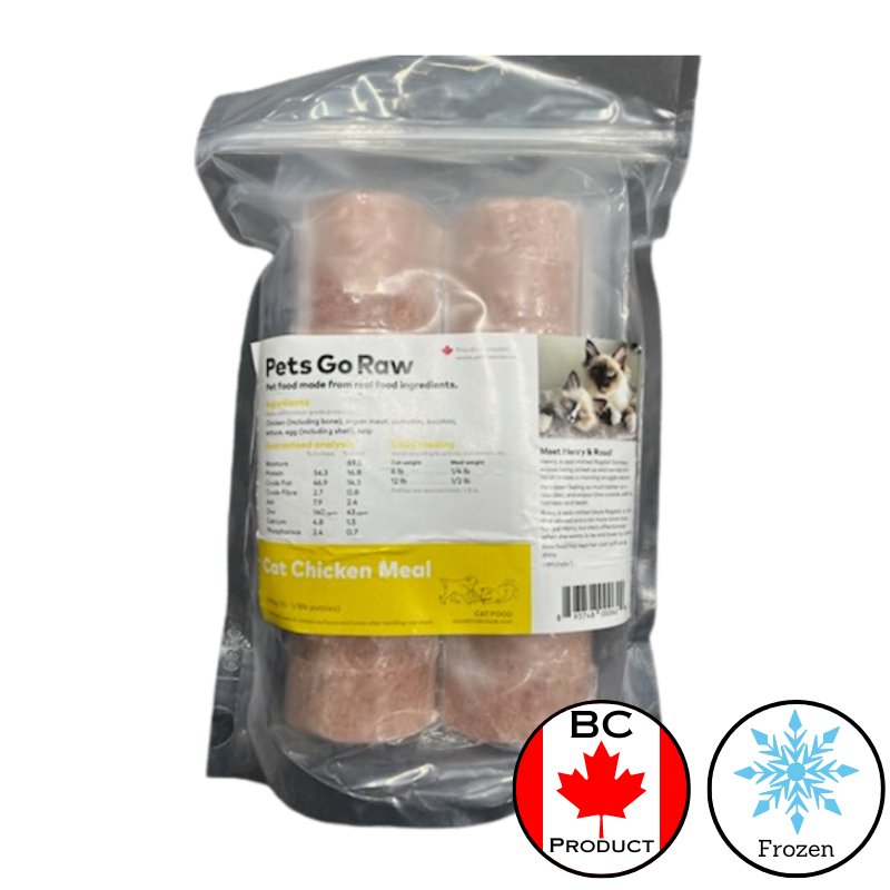 Pets Go Raw Cat Food Chicken Meal 1/8lb Patties - 16 pack - Valley Direct Foods - All - Canadian - Cat Food