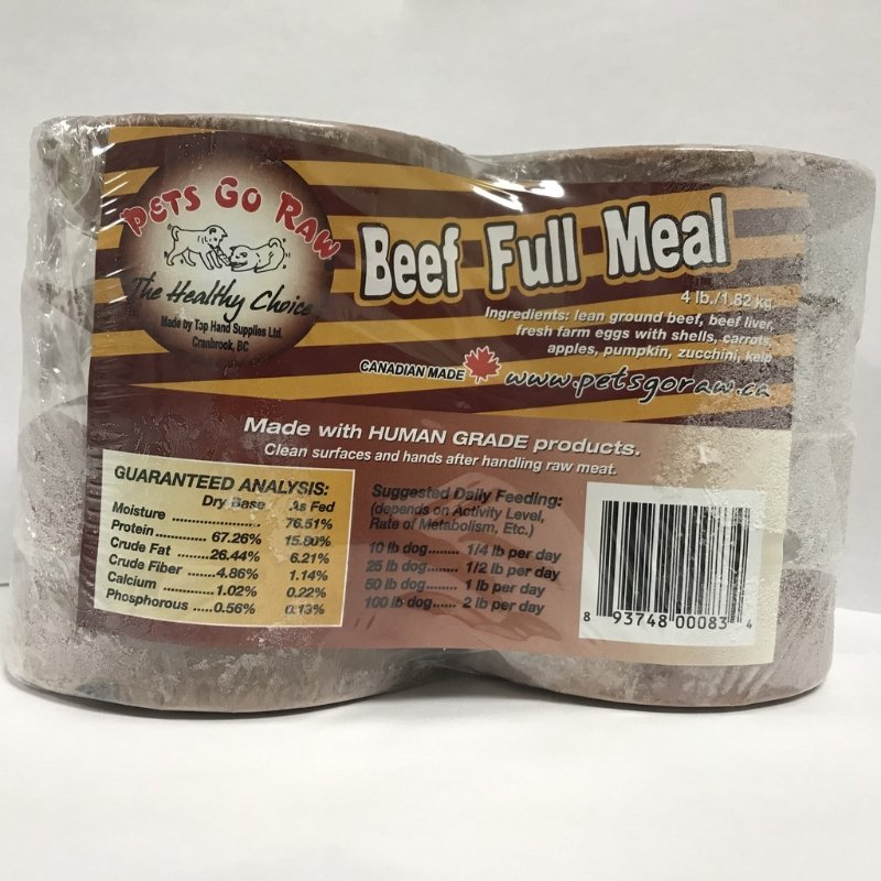 Pets Go Raw Dog Food Beef Full Meal 8 x 1/2lb - Valley Direct Foods - -