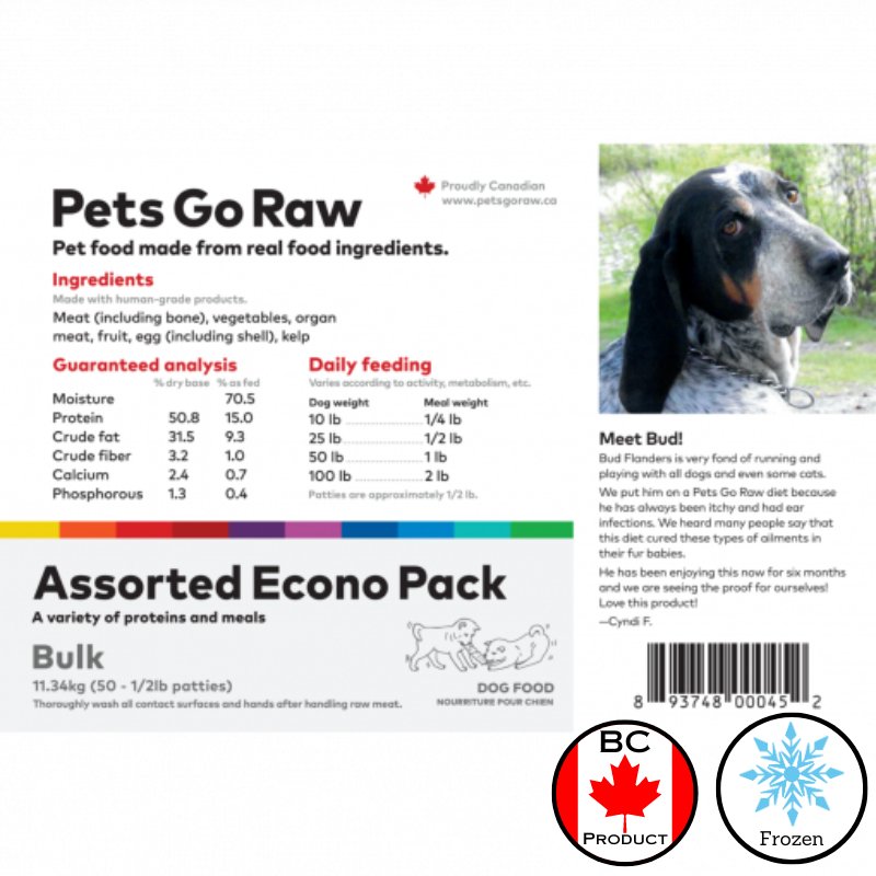 Pets Go Raw Econopack 1/2lb patties - 25lb case - Valley Direct Foods - All - Dog Food - Frozen