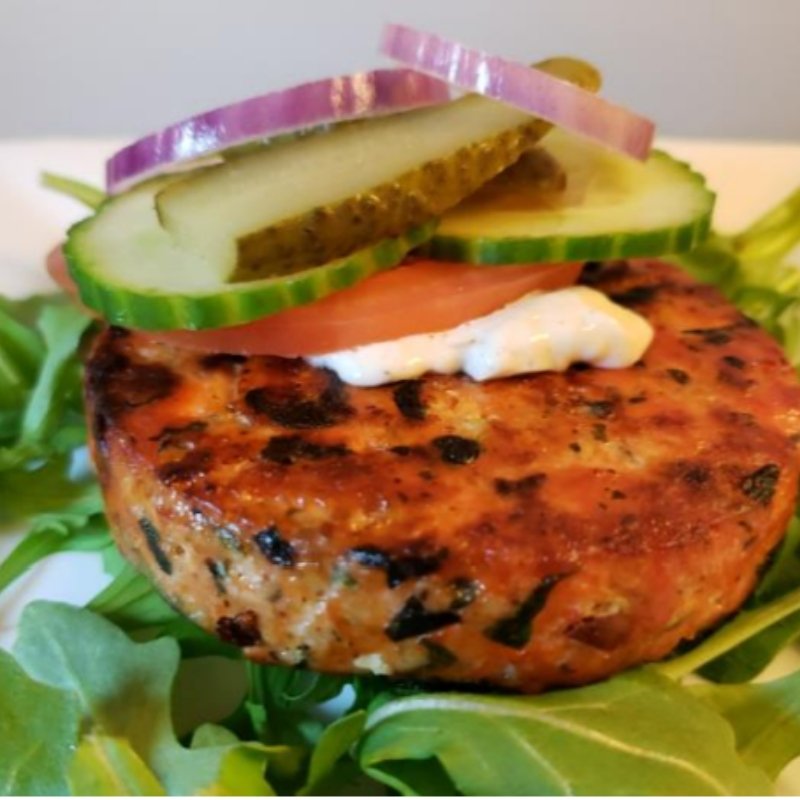 Wild Sockeye Salmon Burger 4oz - Tomato Asiago - Valley Direct Foods - All - Burgers - Frozen